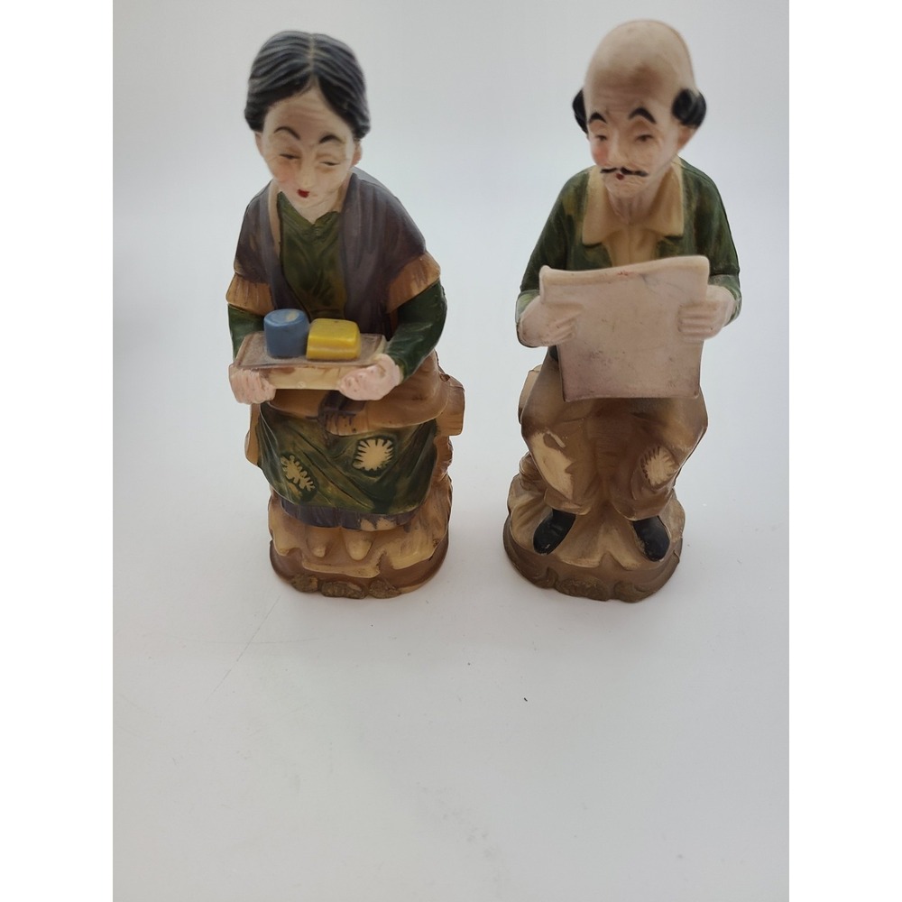 Vintage Celluloid Asian Figurines From Hong Kong Set of 2.